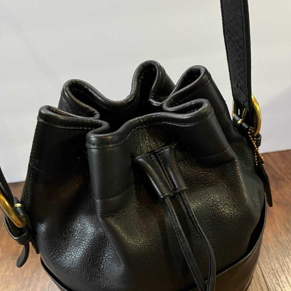 Vintage Coach Black Leather Thompson Drawstring C… - image 5