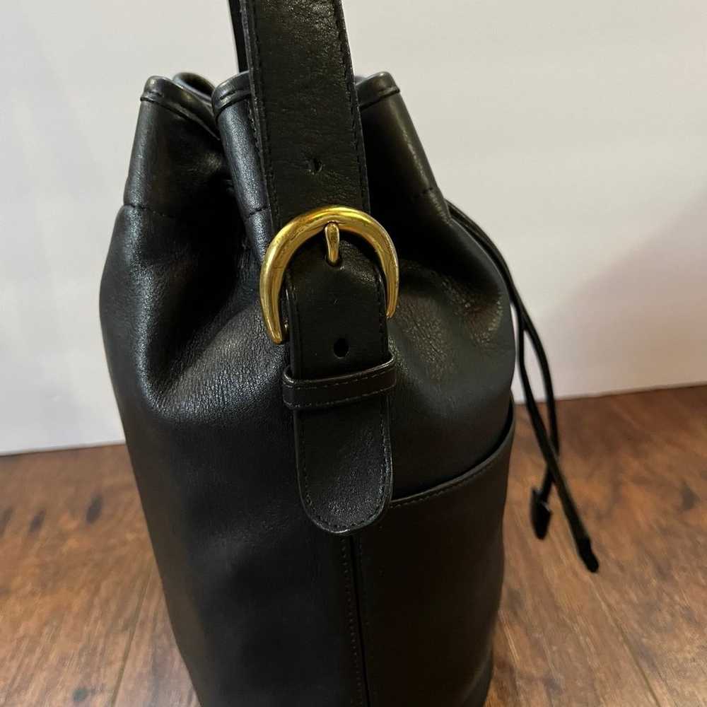 Vintage Coach Black Leather Thompson Drawstring C… - image 6