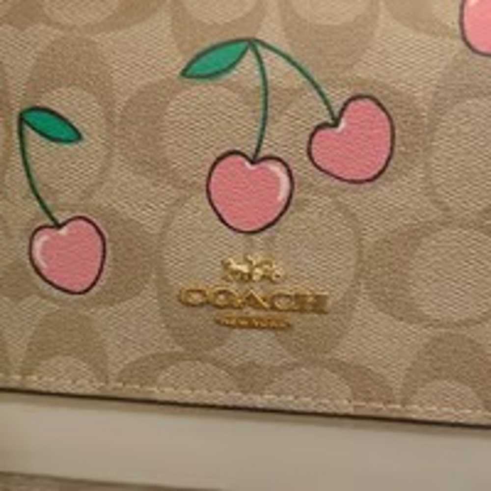 New Coach Heart Cherry Print Signature Canvas Cro… - image 2