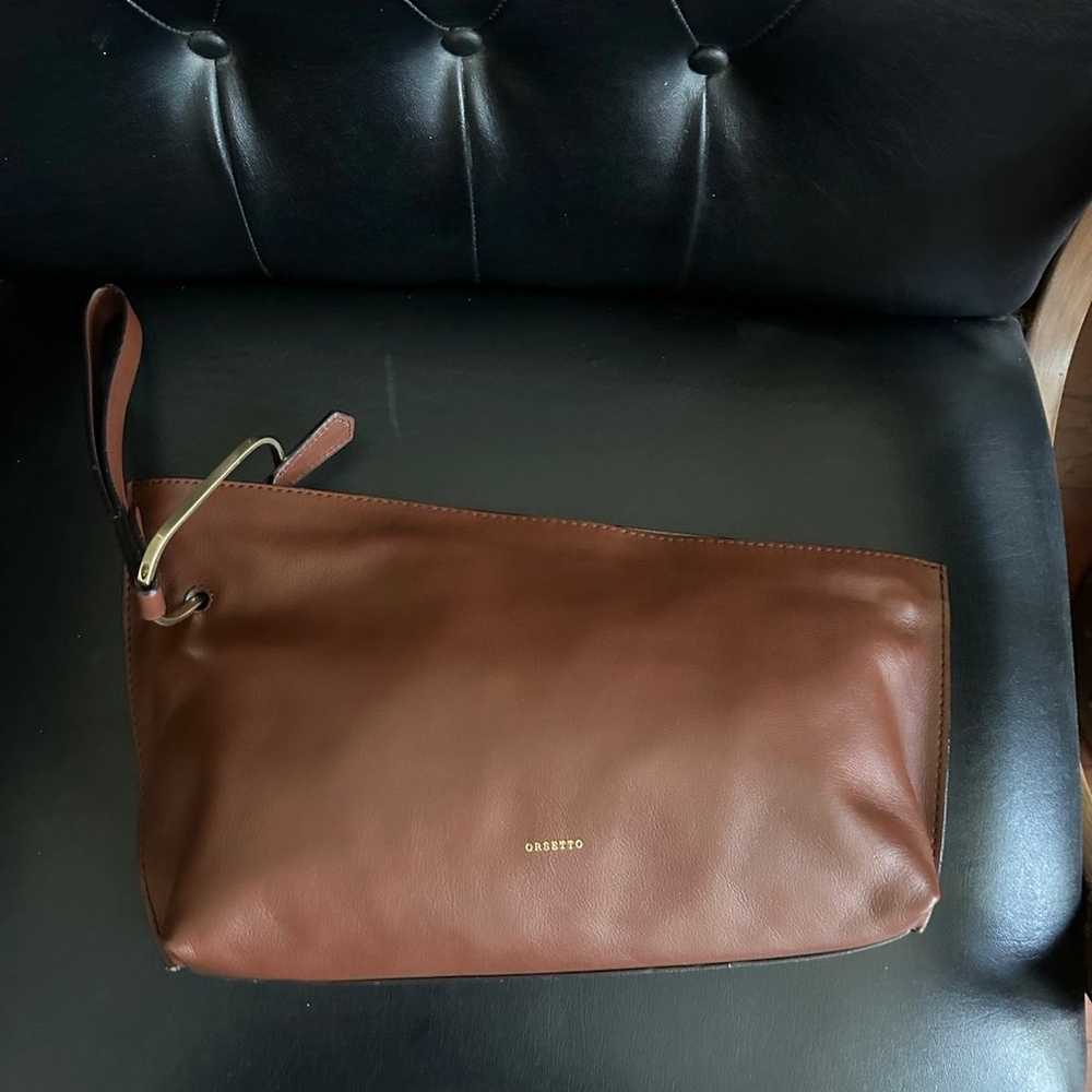 Orsetto Brown Smooth Super Luxurious Leather Clut… - image 9