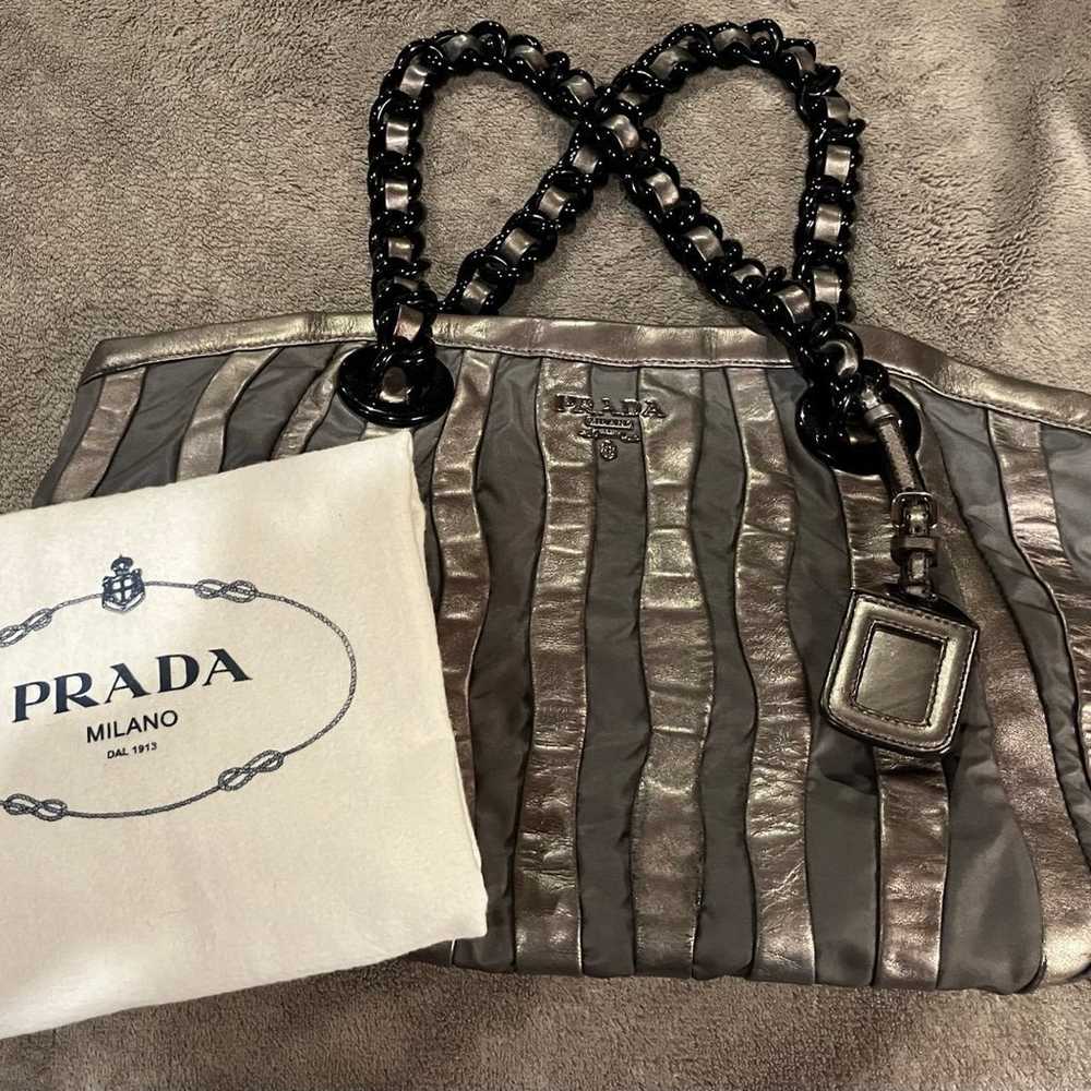 Prada Nappa and Tessuto Waves shoulder bag with t… - image 4