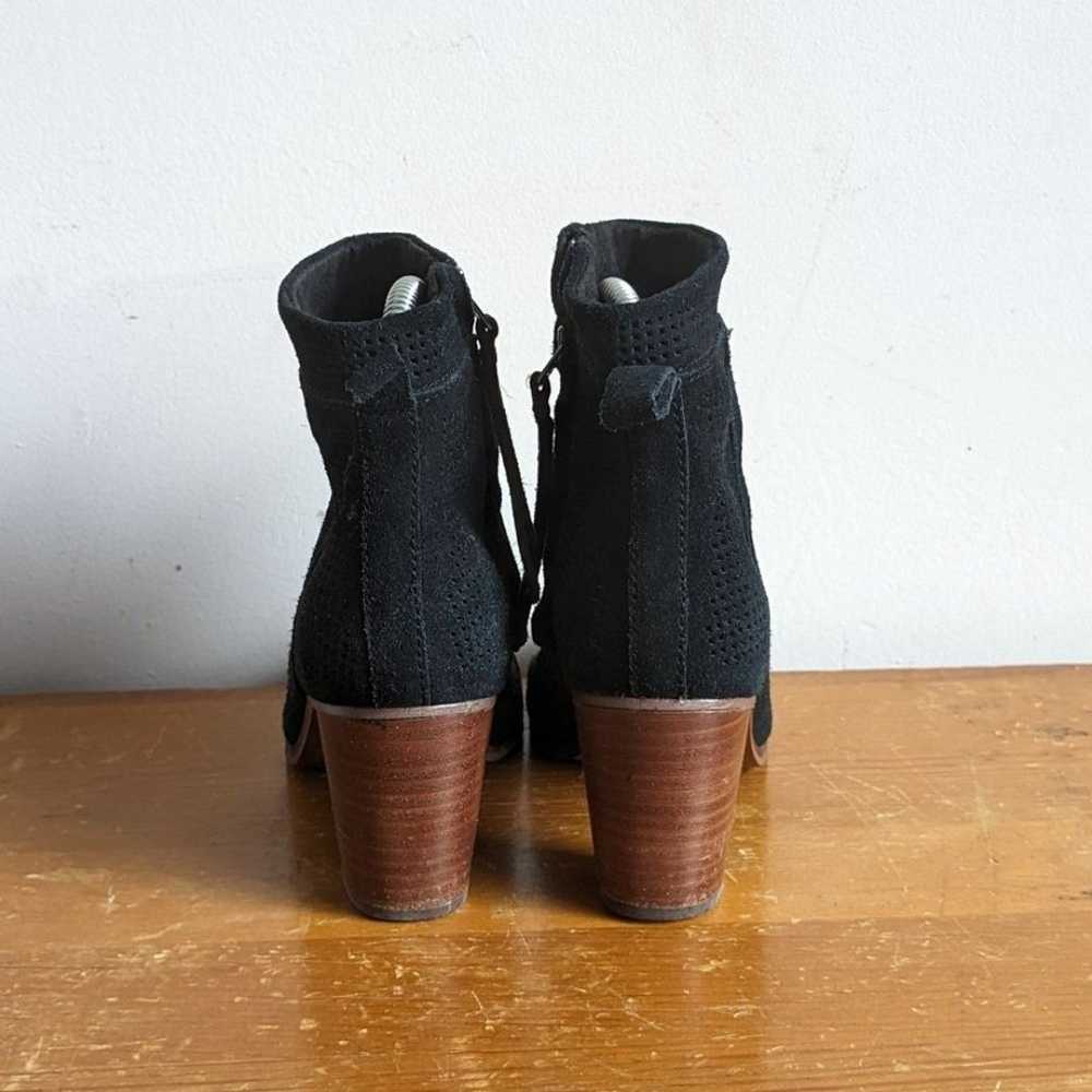 Toms Lunata Black Suede Perforated Stacked Heel B… - image 4