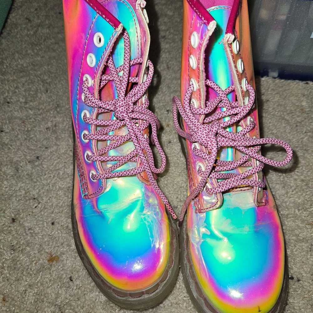 Festy Besty holographic combat boots size 6 - image 2