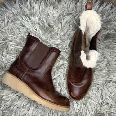 UGG Slim Britt brown leather wedge boots women’s s