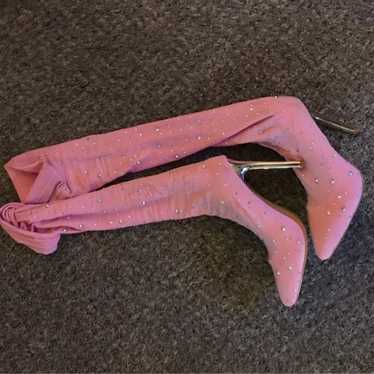 Pink lace high heels - image 1