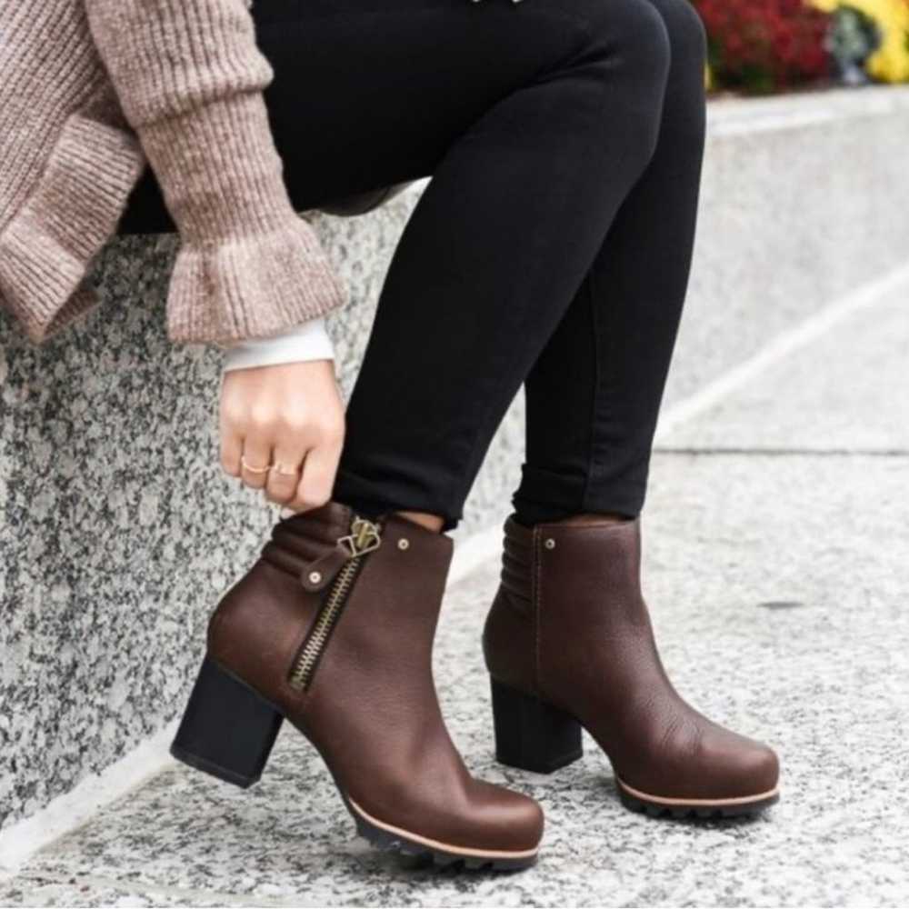 Sorel Brown Leather Danica Heeled Waterproof Boot… - image 1