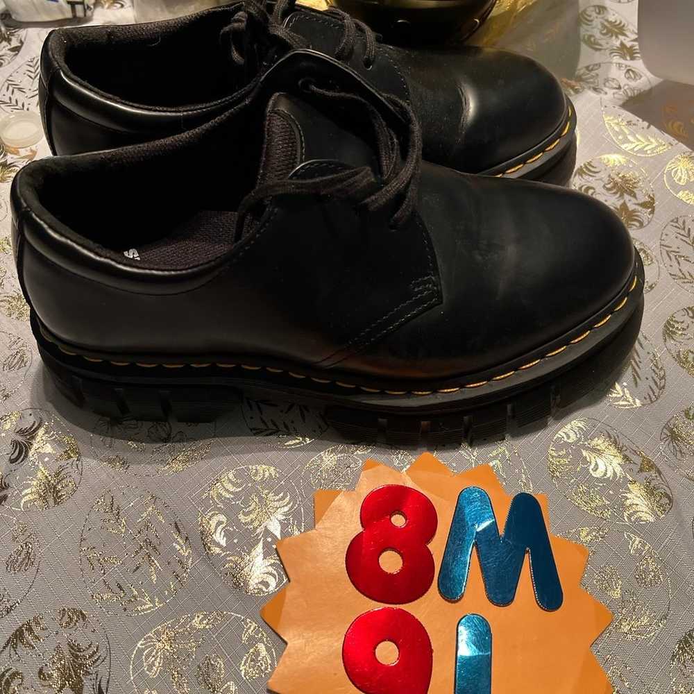 Dr Martens platform in smooth black leather Sz 9 … - image 3