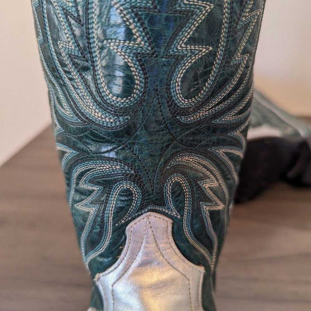 Women's Vintage Code West Silver & Green Cowboy B… - image 10