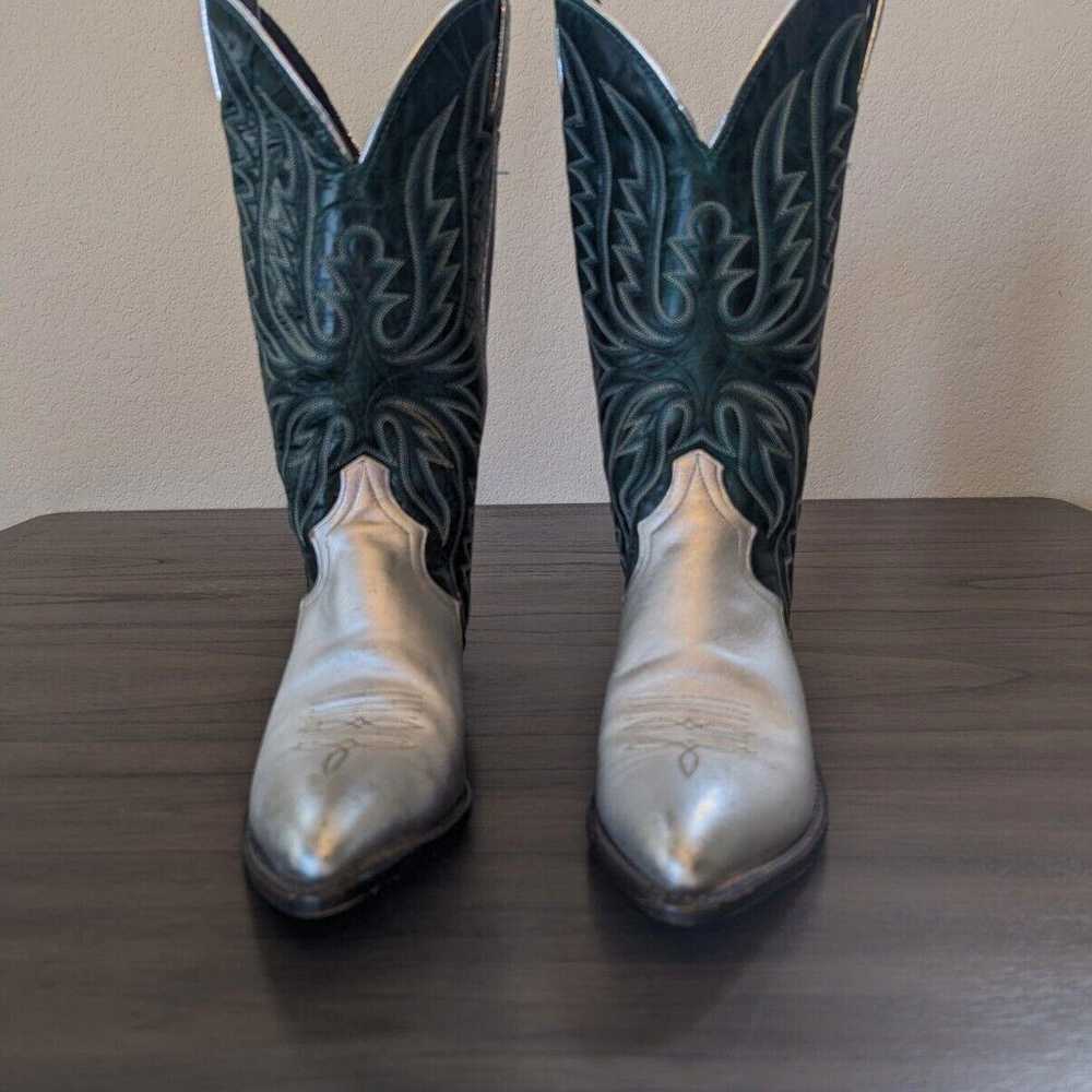 Women's Vintage Code West Silver & Green Cowboy B… - image 1