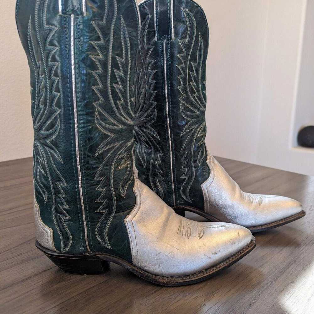 Women's Vintage Code West Silver & Green Cowboy B… - image 2