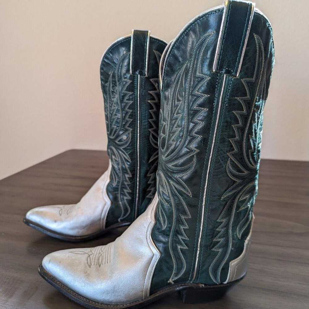 Women's Vintage Code West Silver & Green Cowboy B… - image 3