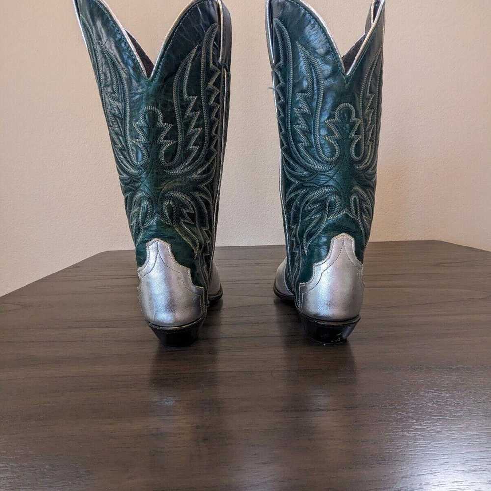 Women's Vintage Code West Silver & Green Cowboy B… - image 5