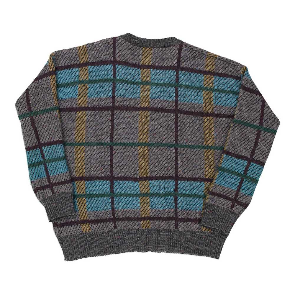 Yves Saint Laurent Checked Cardigan - XL Grey Acr… - image 2