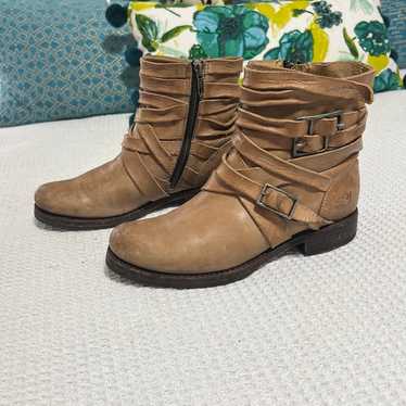 Frye Leather Strappy Veronica Boots Moto Motorcycl