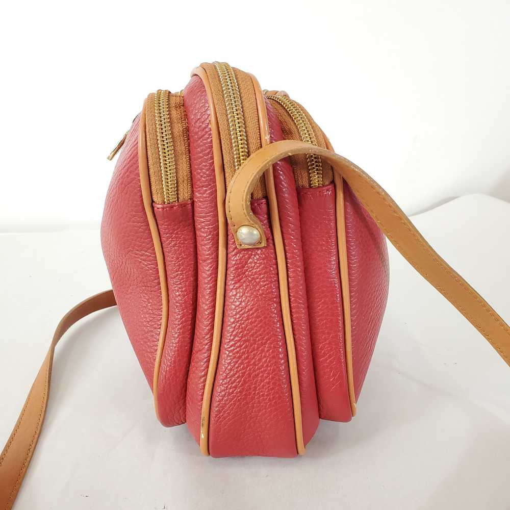 Valentina Italy Red Leather Zip Crossbody Bag - image 3