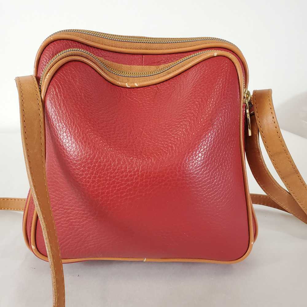 Valentina Italy Red Leather Zip Crossbody Bag - image 4