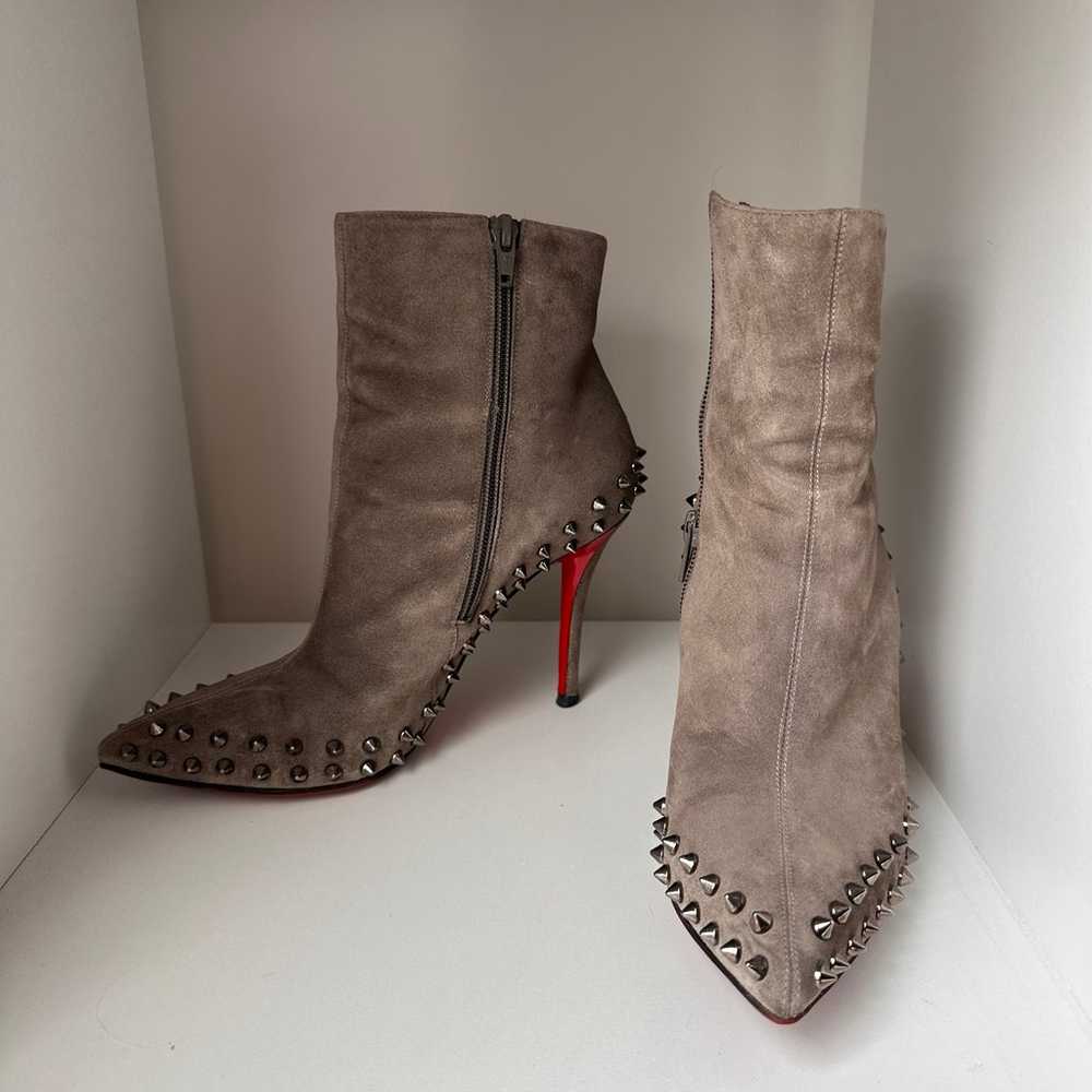 Christian Louboutin Booties 37.5 Suede Spikes - image 4