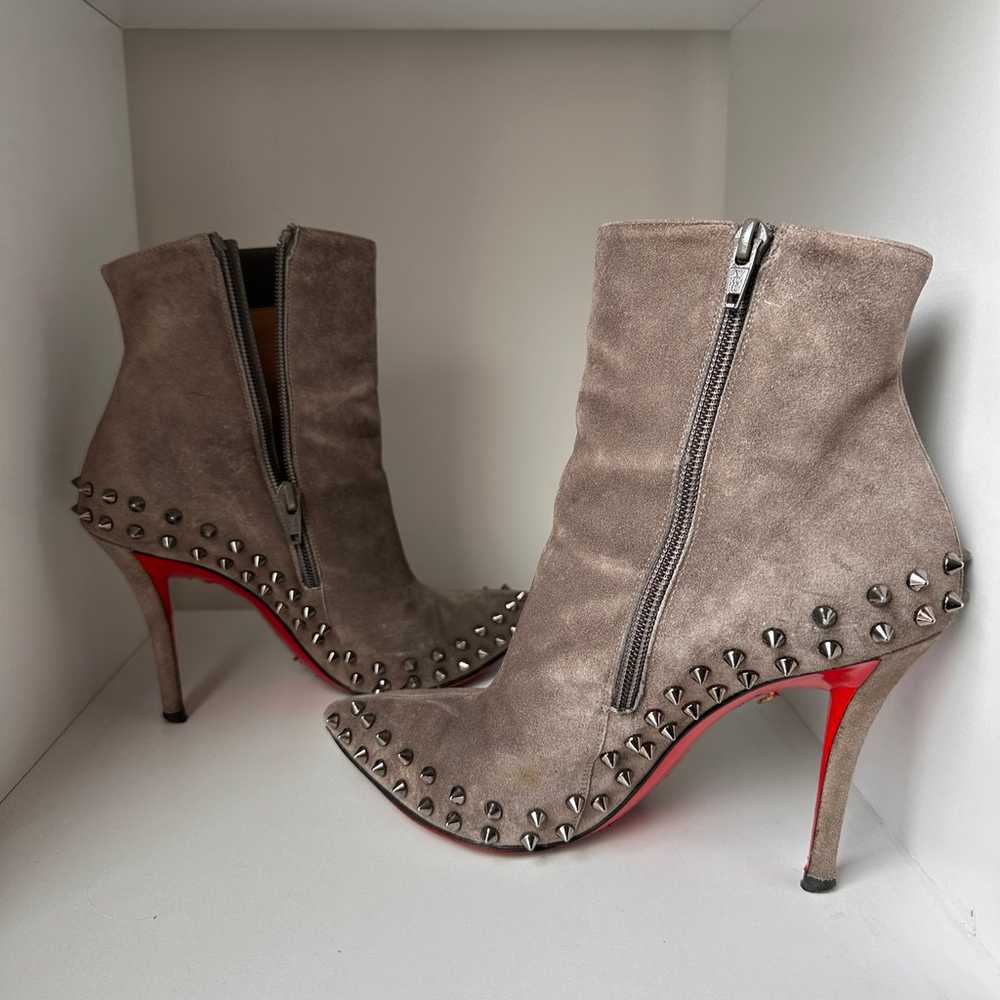 Christian Louboutin Booties 37.5 Suede Spikes - image 6