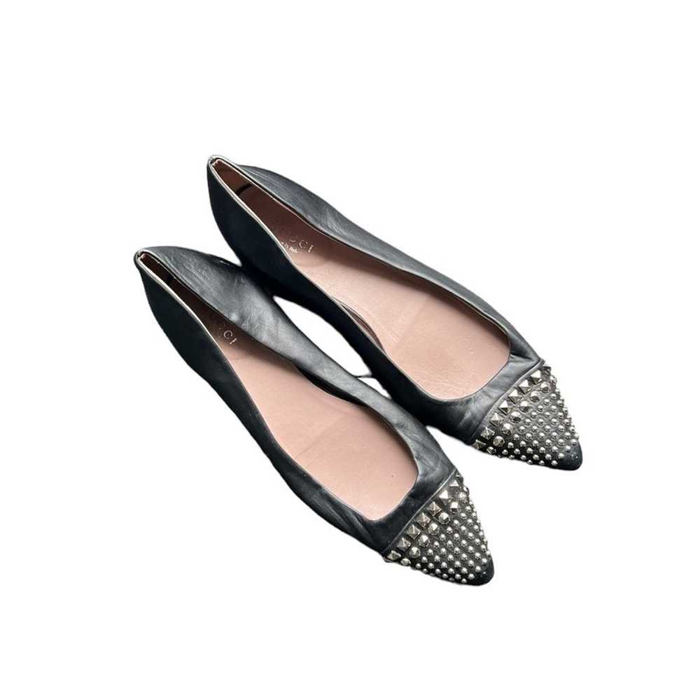 Gucci | Black Leather Studded Coline Pointy Toe B… - image 1