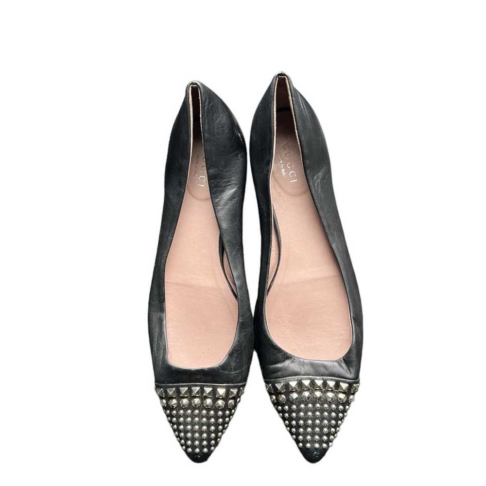 Gucci | Black Leather Studded Coline Pointy Toe B… - image 2