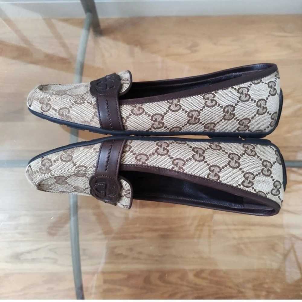 Gucci GG monogram Canvas And Leather Trim Loafers… - image 2