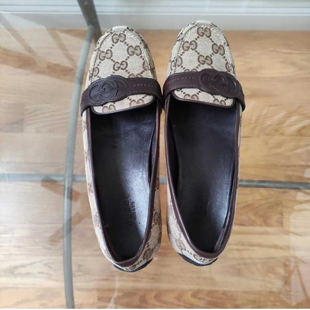 Gucci GG monogram Canvas And Leather Trim Loafers… - image 3