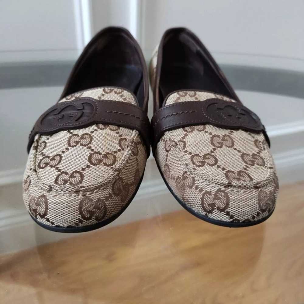 Gucci GG monogram Canvas And Leather Trim Loafers… - image 6