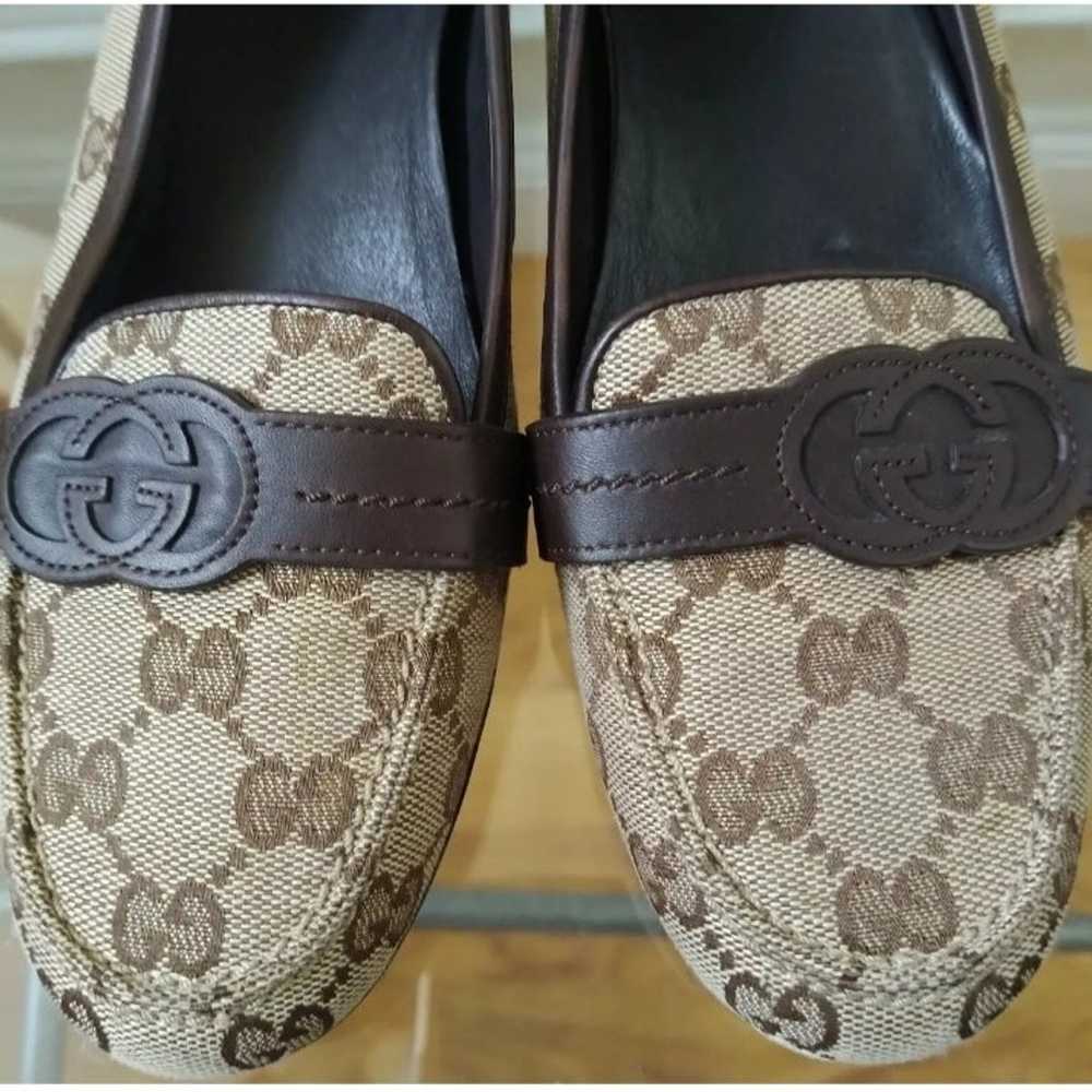 Gucci GG monogram Canvas And Leather Trim Loafers… - image 7
