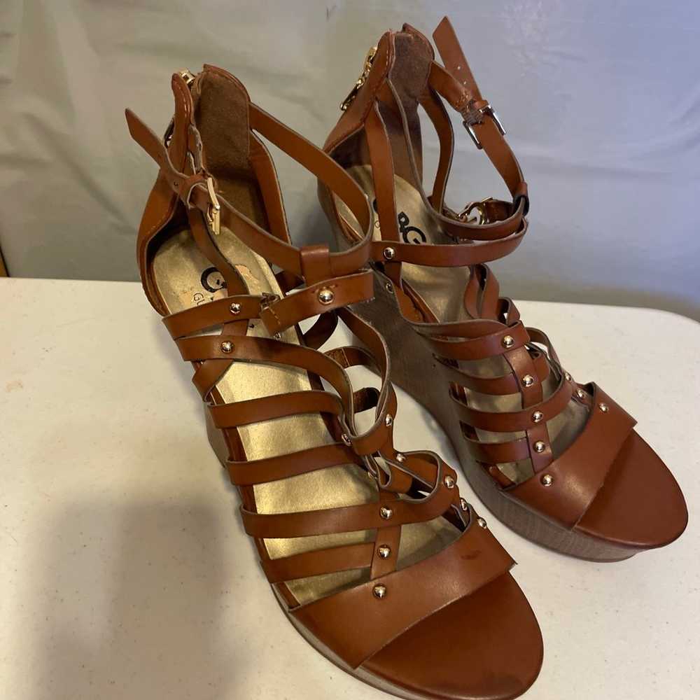 New Guess Brown Wedge Sandals Size 10 1/2 - image 10