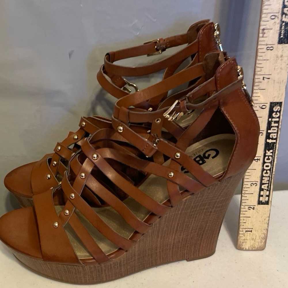 New Guess Brown Wedge Sandals Size 10 1/2 - image 11