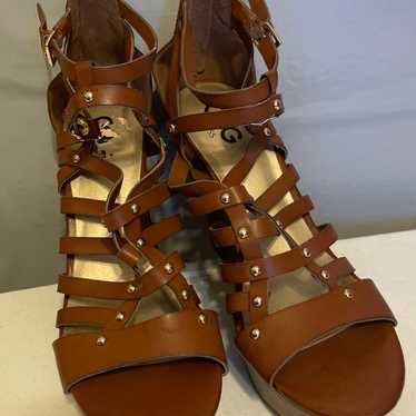 New Guess Brown Wedge Sandals Size 10 1/2 - image 1