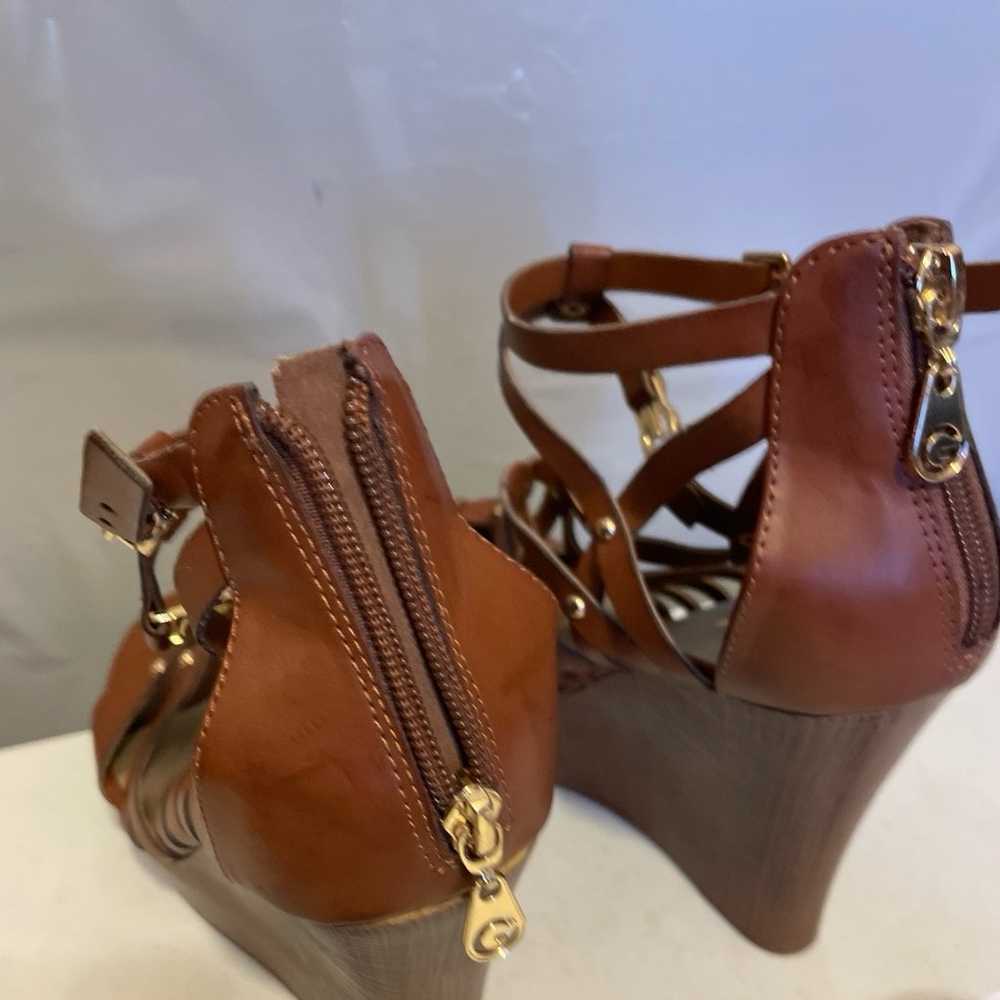 New Guess Brown Wedge Sandals Size 10 1/2 - image 5