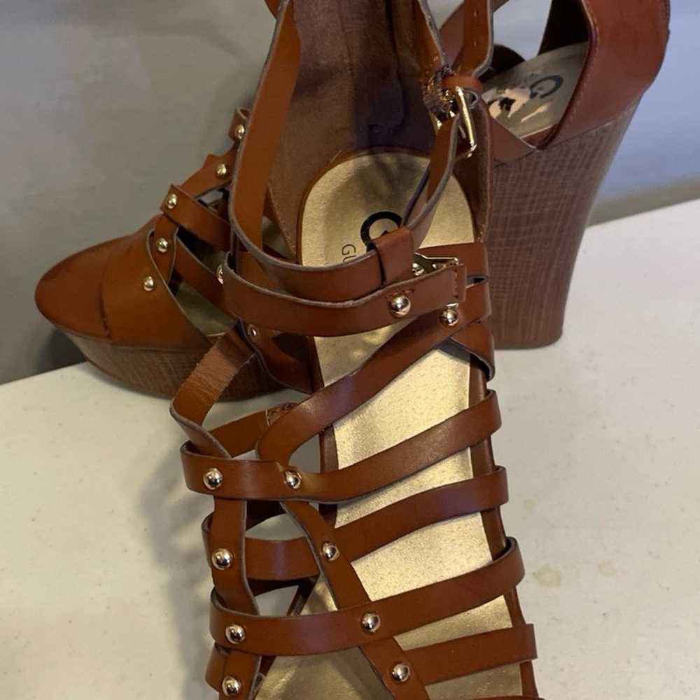 New Guess Brown Wedge Sandals Size 10 1/2 - image 6