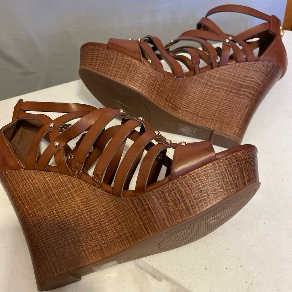 New Guess Brown Wedge Sandals Size 10 1/2 - image 7