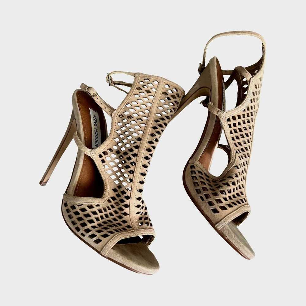 Madden Girl Maylin Taupe Suede Caged Fishnet Heel… - image 2