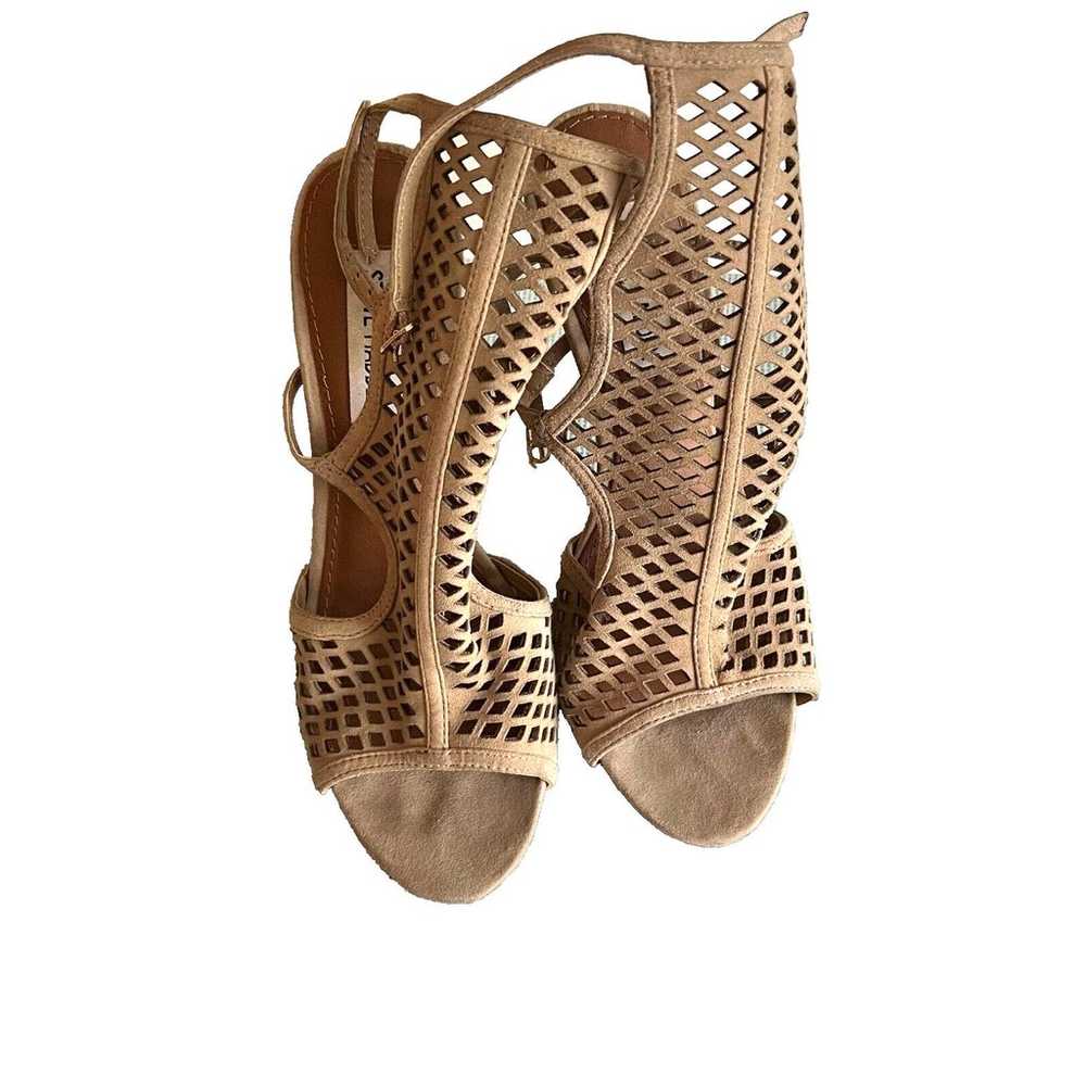 Madden Girl Maylin Taupe Suede Caged Fishnet Heel… - image 3