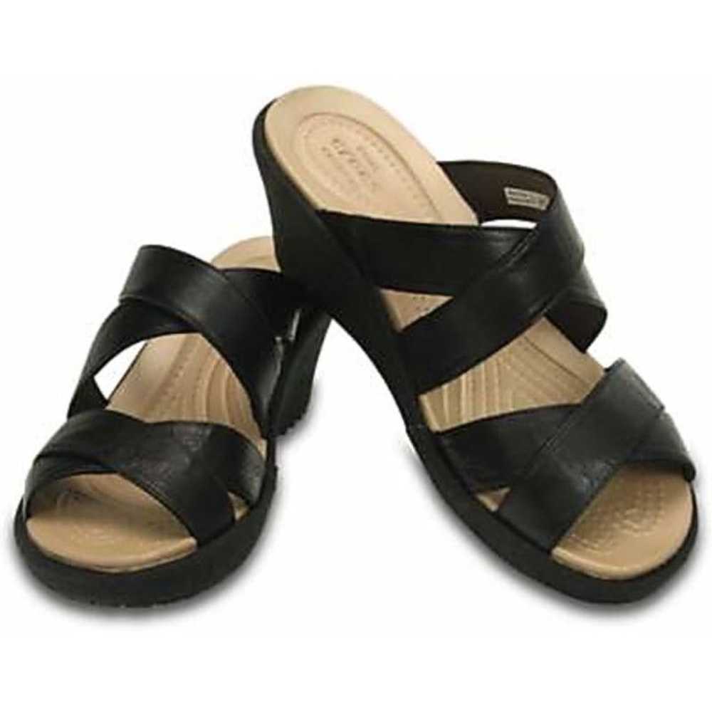 Crocs Wedge Slide Sandals Women’s Size 11 Black S… - image 2