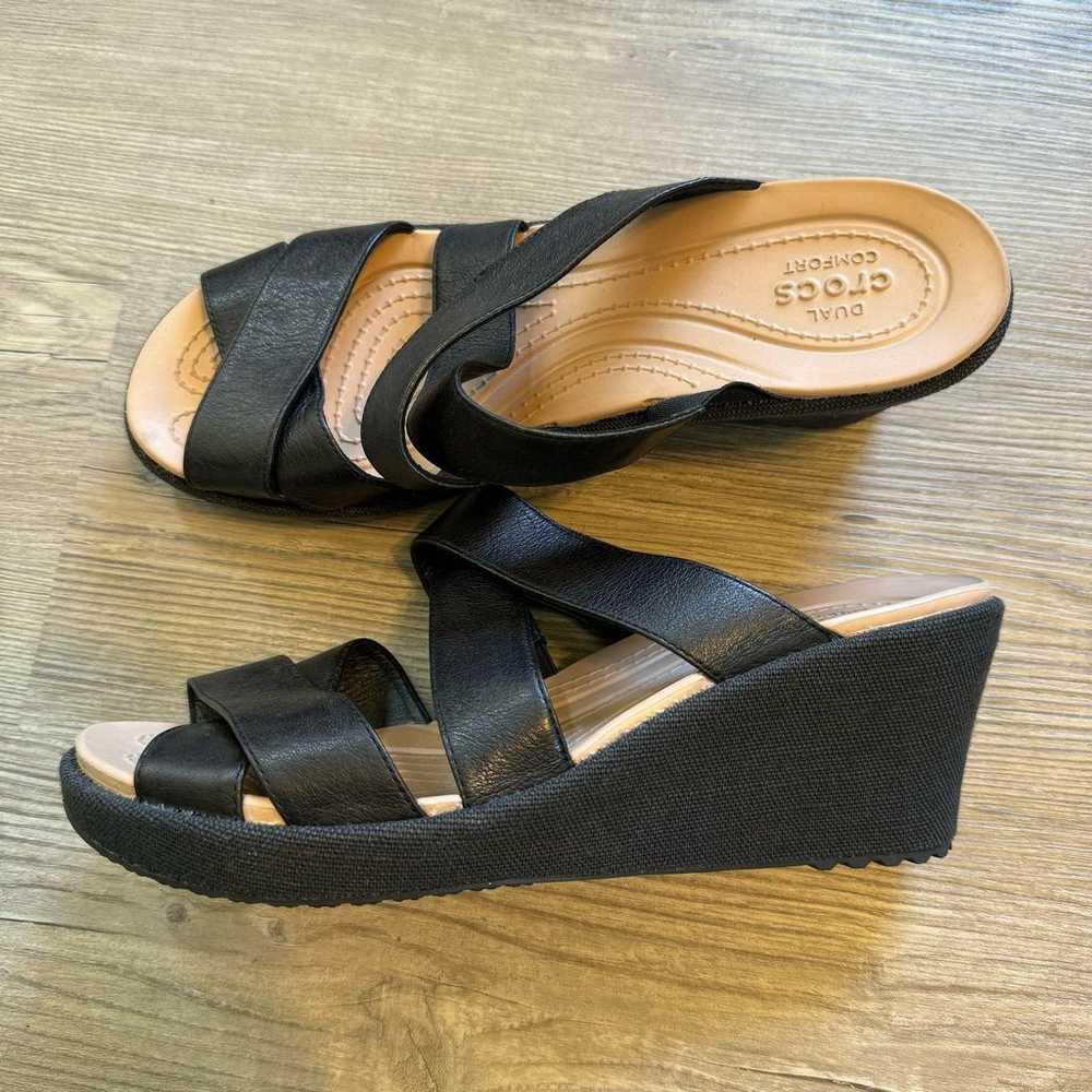 Crocs Wedge Slide Sandals Women’s Size 11 Black S… - image 3