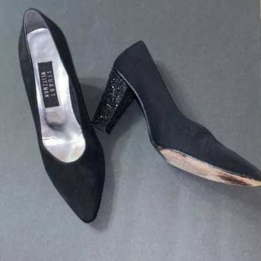Stuart Weitzman black glittered block heels - image 1
