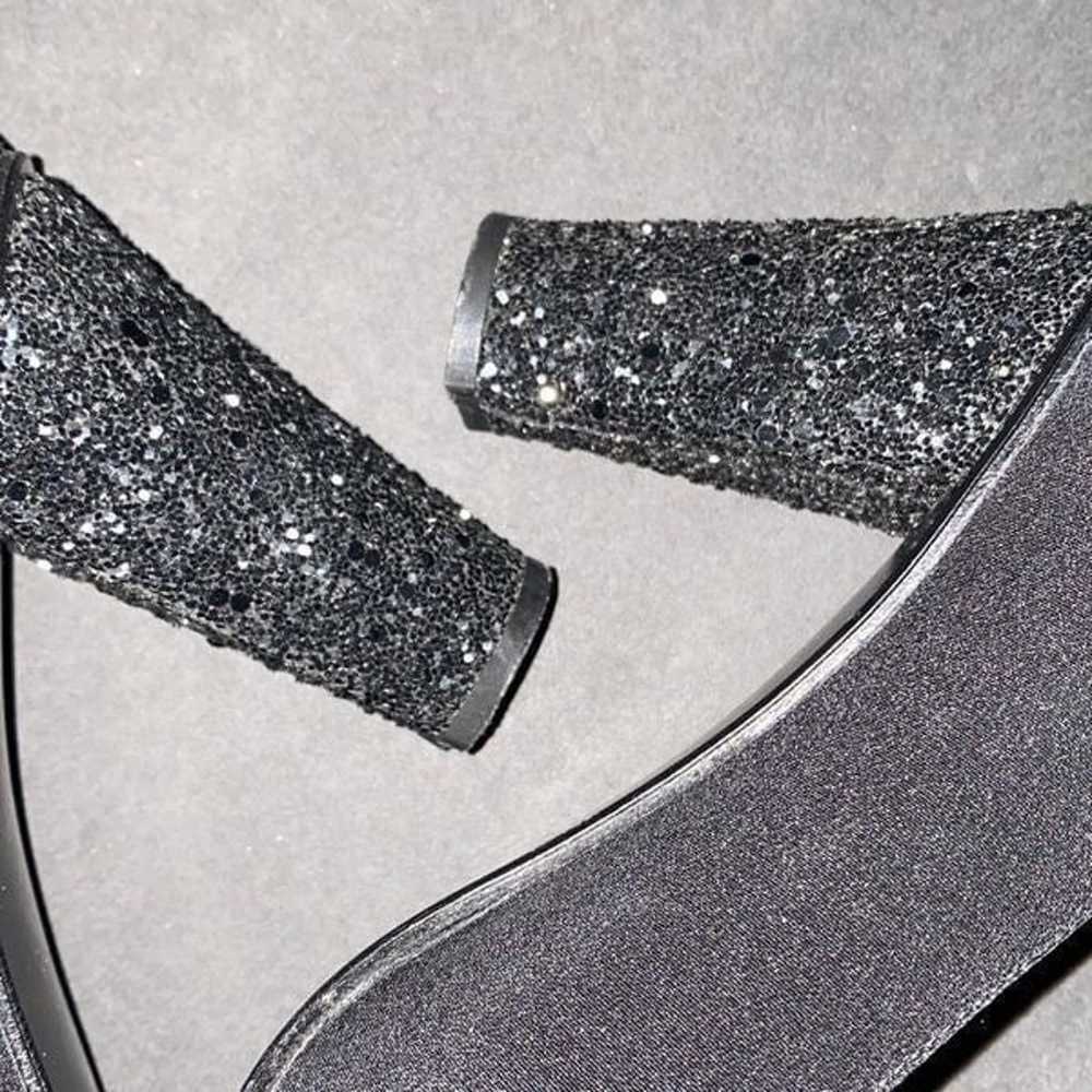 Stuart Weitzman black glittered block heels - image 4