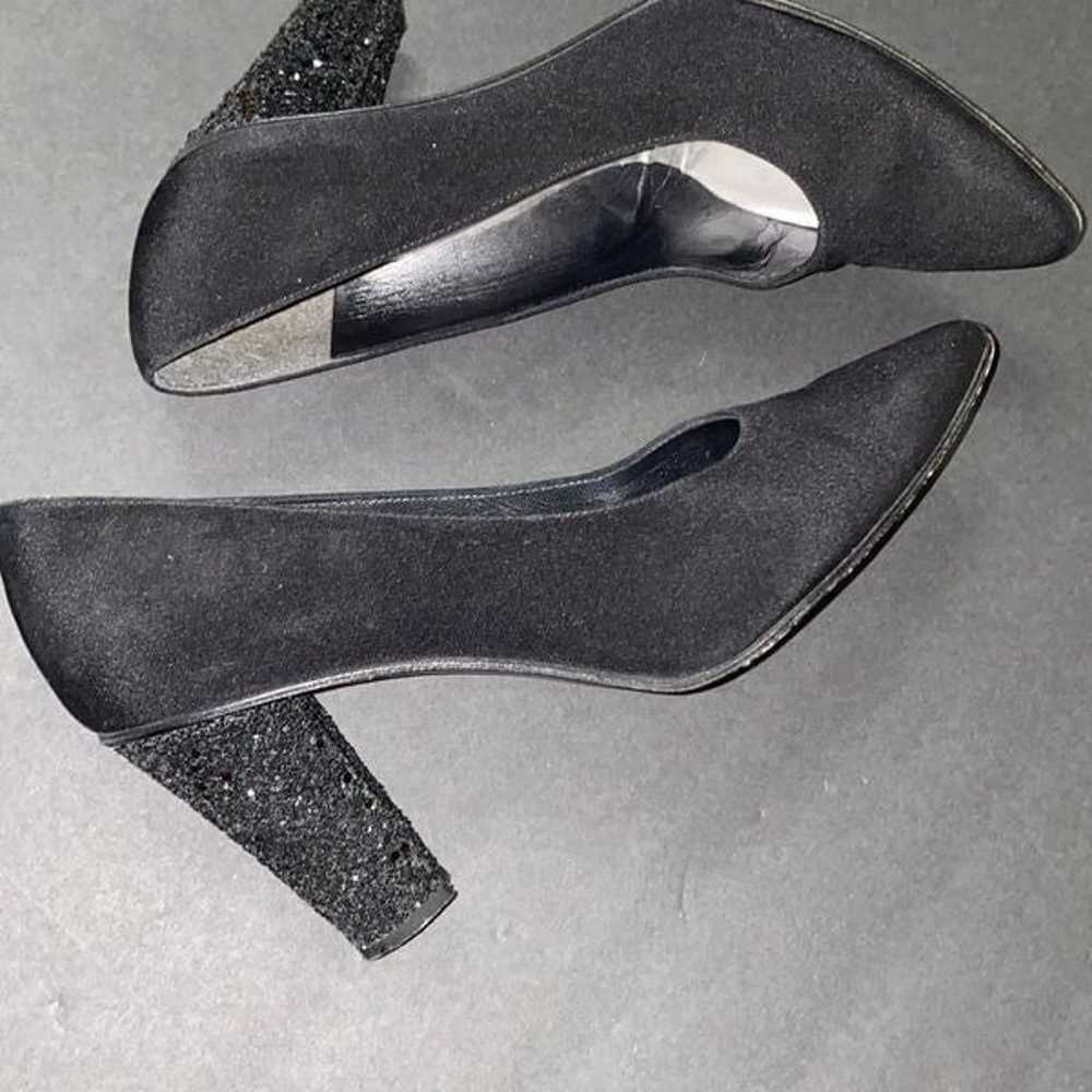 Stuart Weitzman black glittered block heels - image 5