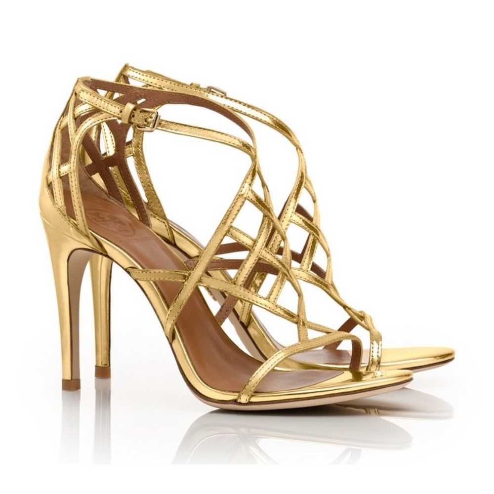 Tory Burch Amalie Metallic Cage Sandal in Gold si… - image 1
