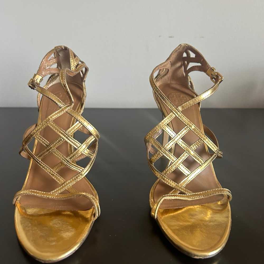 Tory Burch Amalie Metallic Cage Sandal in Gold si… - image 3