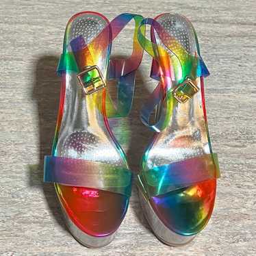 NWOB Azalea Wang Croix rainbow high heels strapped