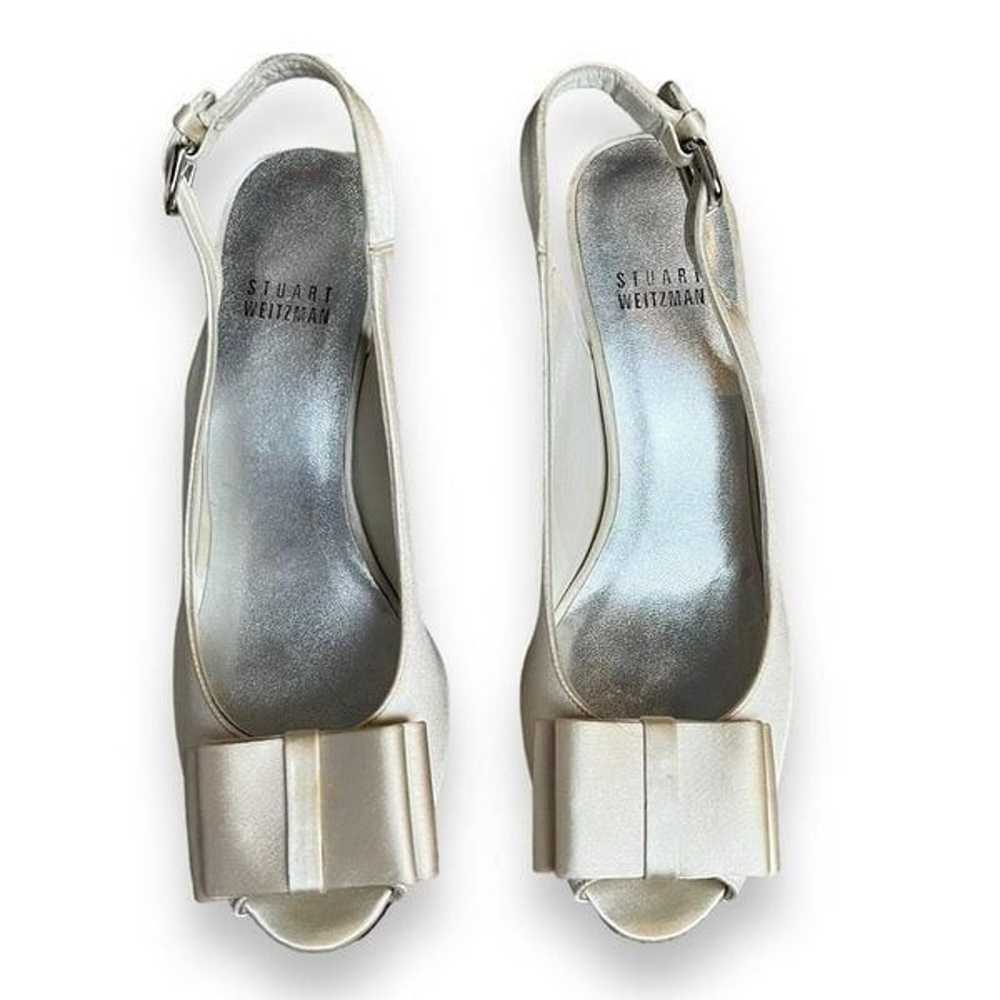Stuart Weitzman Size 6.5 ivory satin bridal sling… - image 11