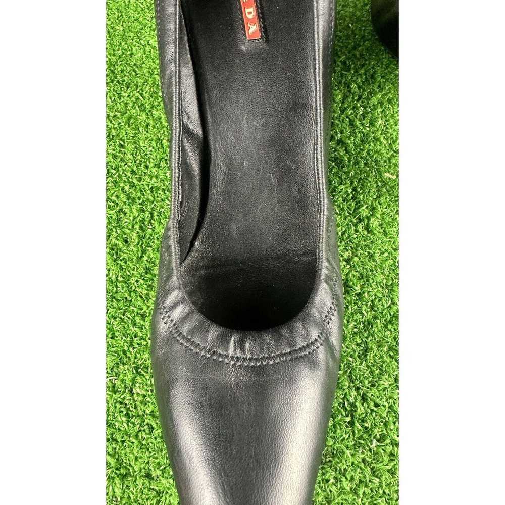 PRADA SPORT Black Leather Ruffle Embellishment Pu… - image 7