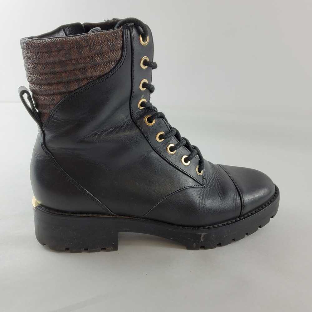 Michael Kors Leather Bastian Combat Boots Black 6 - image 2