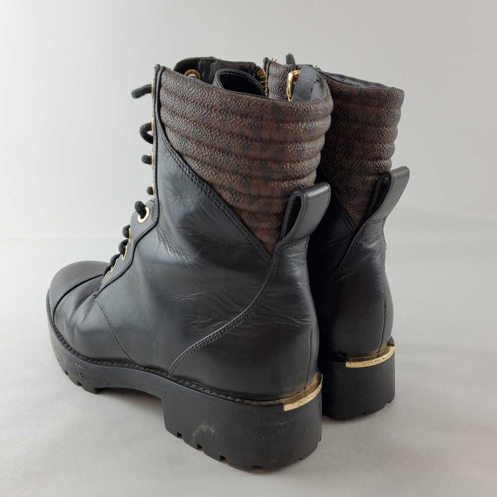 Michael Kors Leather Bastian Combat Boots Black 6 - image 4