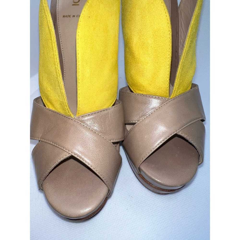 Fendi Yellow and Tan Leather Suede Bootie Heels - image 10