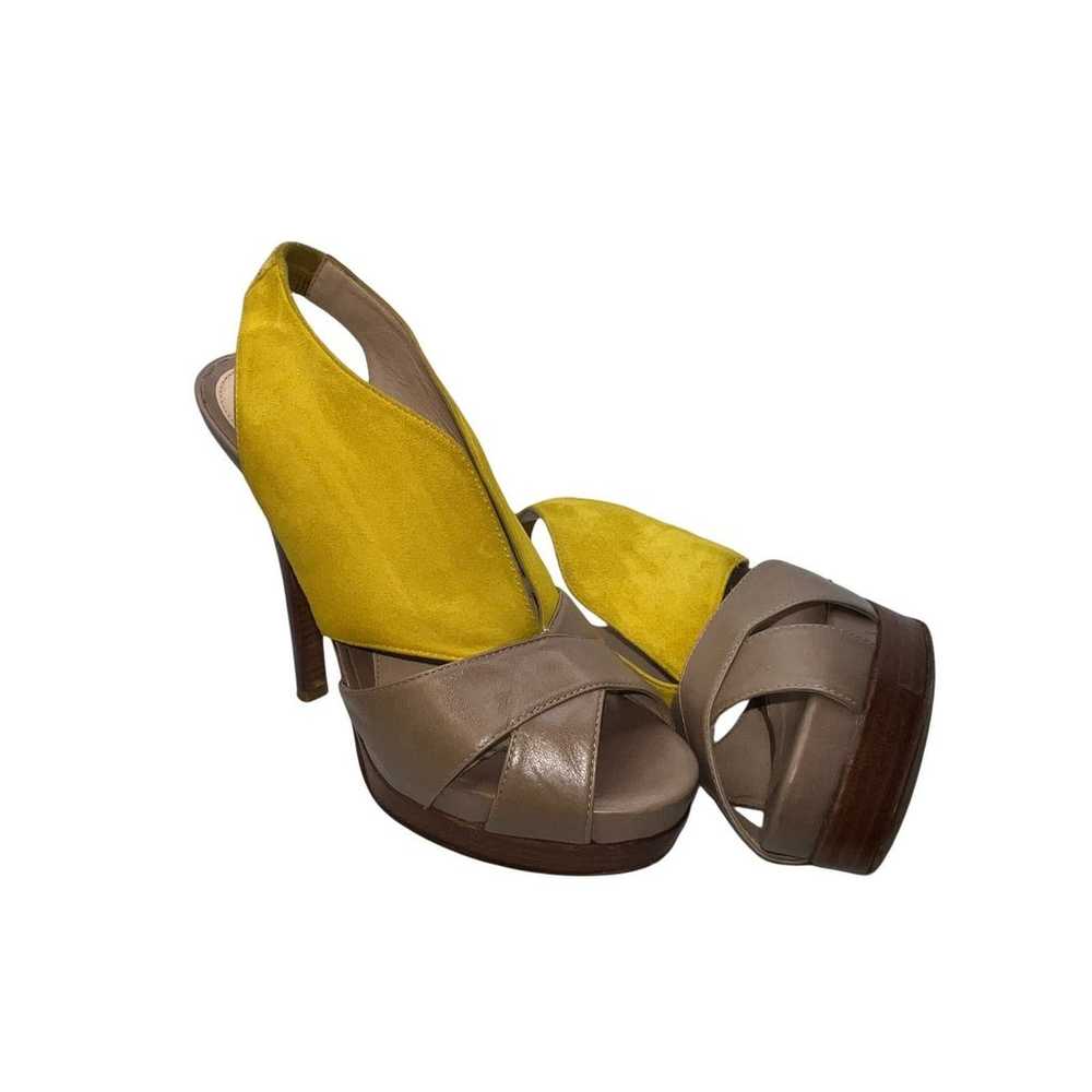 Fendi Yellow and Tan Leather Suede Bootie Heels - image 11